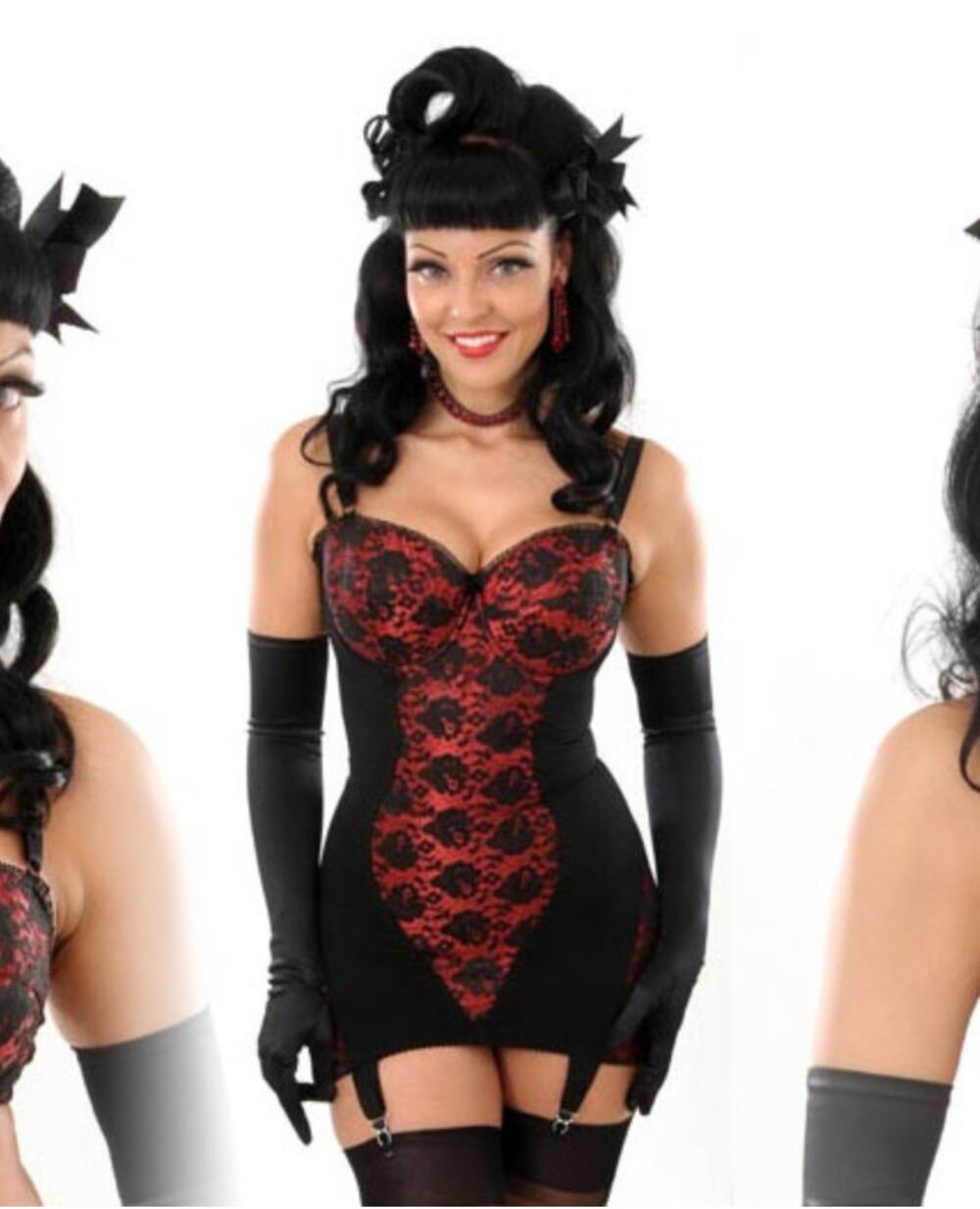 What Katie Did Women's 2000s Lulu Corselette Red & Black Floral Size 38C